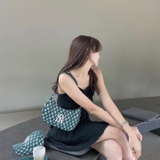 Túi MLB Monogram Jacquard Hobo Green | 3ABQS102N-50GND