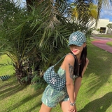 Túi MLB Monogram Jacquard Hobo Green | 3ABQS102N-50GND