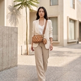 Túi MLB Big B Monogram Boston Beige Brown 7ACRM084N-43CAS