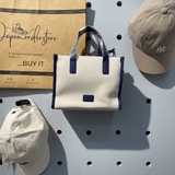 Túi MLB Canvas Small Tote Bag Cream Blue 3AORS062N-43CRS