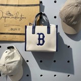 Túi MLB Canvas Small Tote Bag Cream Blue 3AORS062N-43CRS