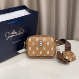 Túi MLB Big B Monogram Dia Boston Beige Brown 7ACRM084N-43CAS