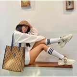 Túi MLB Mono Diamond Jacquard Tote Bag Boston Red Sox D.Beige 3AORM012N-43BGD