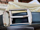 Dây Lưng Montblanc Rectangular Rounded Shiny & Matte Palladium Coated Pin Buckle Reversible Black/Brown Leather 30mm 126020