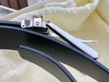 Dây Lưng Montblanc Rectangular Roller Shiny Palladium Coated Pin Buckle Printed Black Leather Strap 35mm 126028  