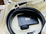 Dây Lưng Montblanc Rectangular Black Leather & Steel Buckle Black/Saffiano Print Leather Strap 114421