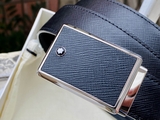 Dây Lưng Montblanc Rectangular Black Leather & Steel Buckle Black/Saffiano Print Leather Strap 114421