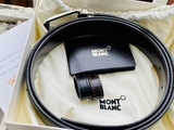 Dây Lưng Montblanc Rectangular Rounded Shiny & Matte Palladium Coated Pin Buckle Reversible Black/Brown Leather 30mm 126020