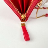 Ví thẻ Christian Dior Caro compact chain wallet màu đỏ