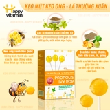 Kẹo mút keo ong lá thường xuân Happy Vitamin hỗ trợ ngăn ngừa ho, viêm họng, khản tiếng, bảo vệ vòm họng 12 que/hộp