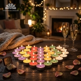 Nến Tealight 3.8x1.0 hộp 84v rót 7 màu