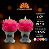 Combo Nến Đôi Hoa Sen 5x10cm (Kèm Đế Sứ)