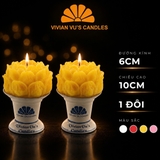 Combo Nến Đôi Hoa Sen 5x10cm (Kèm Đế Sứ)