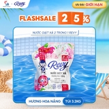 [MUA NHIỀU GIÁ HỜI] Nước Giặt Xả REVY Hoa Nắng - Túi 3.2kg | Công Nghệ ION Đột Phá