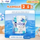 [MUA NHIỀU GIÁ HỜI] Nước Giặt Xả REVY Hoa Xuân - Túi 3.2kg | Công Nghệ ION Đột Phá