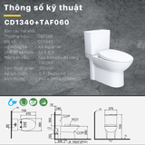 Bồn cầu 2 khối Caesar CD1340 nắp rửa cơ TAF060
