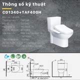Bồn cầu 2 khối CD1340 nắp rửa điện tử TAF400H