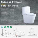 Bồn cầu 2 khối Caesar CD1342 nắp rửa cơ TAF060