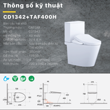 Bồn cầu 2 khối CD1342 nắp rửa điện tử TAF400H