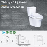 Bồn cầu 2 khối CD1341 nắp rửa điện tử TAF400H