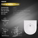 Lavabo chậu rửa mặt Caesar LF5302 bán âm dương vành