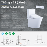 Bồn cầu 2 khối CD1342 nắp rửa điện tử TAF610H