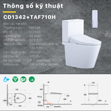 Bồn cầu 2 khối CD1342 nắp rửa điện tử TAF710H