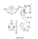 Vòi lavabo chậu rửa mặt INAX LFV-211S nóng lạnh gật gù (LFV211S)