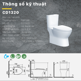 Bồn cầu 2 khối CD1320 nắp rửa điện tử TAF710H