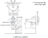 Lavabo chậu rửa mặt INAX L-288V treo tường + chân ngắn (L288V)