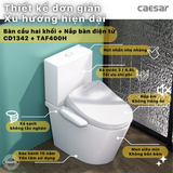 Bồn cầu 2 khối CD1342 nắp rửa điện tử TAF400H