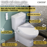 Bồn cầu 2 khối CD1340 nắp rửa điện tử TAF512H