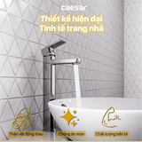 Vòi lavabo chậu rửa mặt Caesar B551CU nóng lạnh cổ cao kèm nút xả nhấn