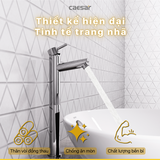 Vòi lavabo chậu rửa mặt Caesar B041CU nước lạnh cổ cao kèm nút xả nhấn