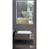 Bộ Lavabo bàn đá bo góc CABG-034 gương led 60cm