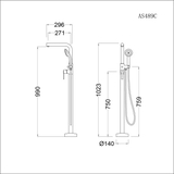 Vòi sen gắn bồn tắm Caesar AS489C nóng lạnh