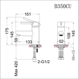 Vòi lavabo chậu rửa mặt Caesar B350CU nóng lạnh