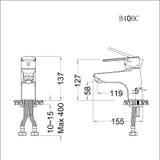 Vòi lavabo chậu rửa mặt Caesar B400CP/CU nóng lạnh