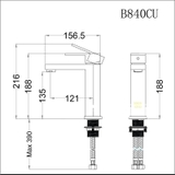 Vòi lavabo chậu rửa mặt Caesar B840CU nóng lạnh kèm nút xả nhấn