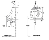 Bản vẽ kỹ thuật Bồn tiểu nam American Standard WP-0414 treo tường