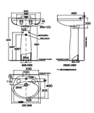 Bản vẽ Lavabo chậu rửa mặt American Standard VF-0969.1H treo tường