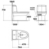 Bản vẽ kỹ thuật Bồn cầu 1 khối American Standard VF-1830 nắp rửa điện tử Pristine