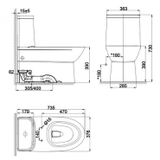 Bản vẽ kỹ thuật Bồn cầu 1 khối American Standard VF-1858PL nắp rửa điện tử Pristine