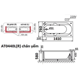 Bồn tắm dài Caesar AT0440L(R) dài 1m4 loại chân yếm