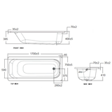 Bồn Tắm Xây American Standard 70270P-WT (70270PWT) Active 1.7 Mét