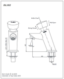 Bản vẽ kỹ thuật Vòi lavabo chậu rửa mặt TOTO DL102 nước lạnh tự ngắt