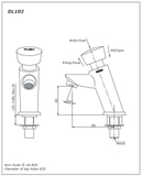 Bản vẽ kỹ thuật Vòi lavabo chậu rửa mặt Toto DL102 nước lạnh tự ngắt