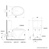 Bản vẽ kỹ thuật Bồn cầu 2 khối Toto CS945PDE4 nắp rửa TCW1211A