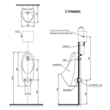Bồn tiểu nam TOTO UT904N#XW treo tường cấp nước phía trên