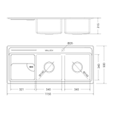 Chậu rửa chén inox Malloca MS 8816 N dài 1m15